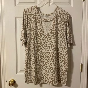 EUC Jodifl Leopard Print Short Sleeve Shirt Size 3X